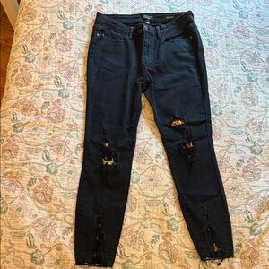 Judy Blue Black Distressed Leopard Skinny Jeans
